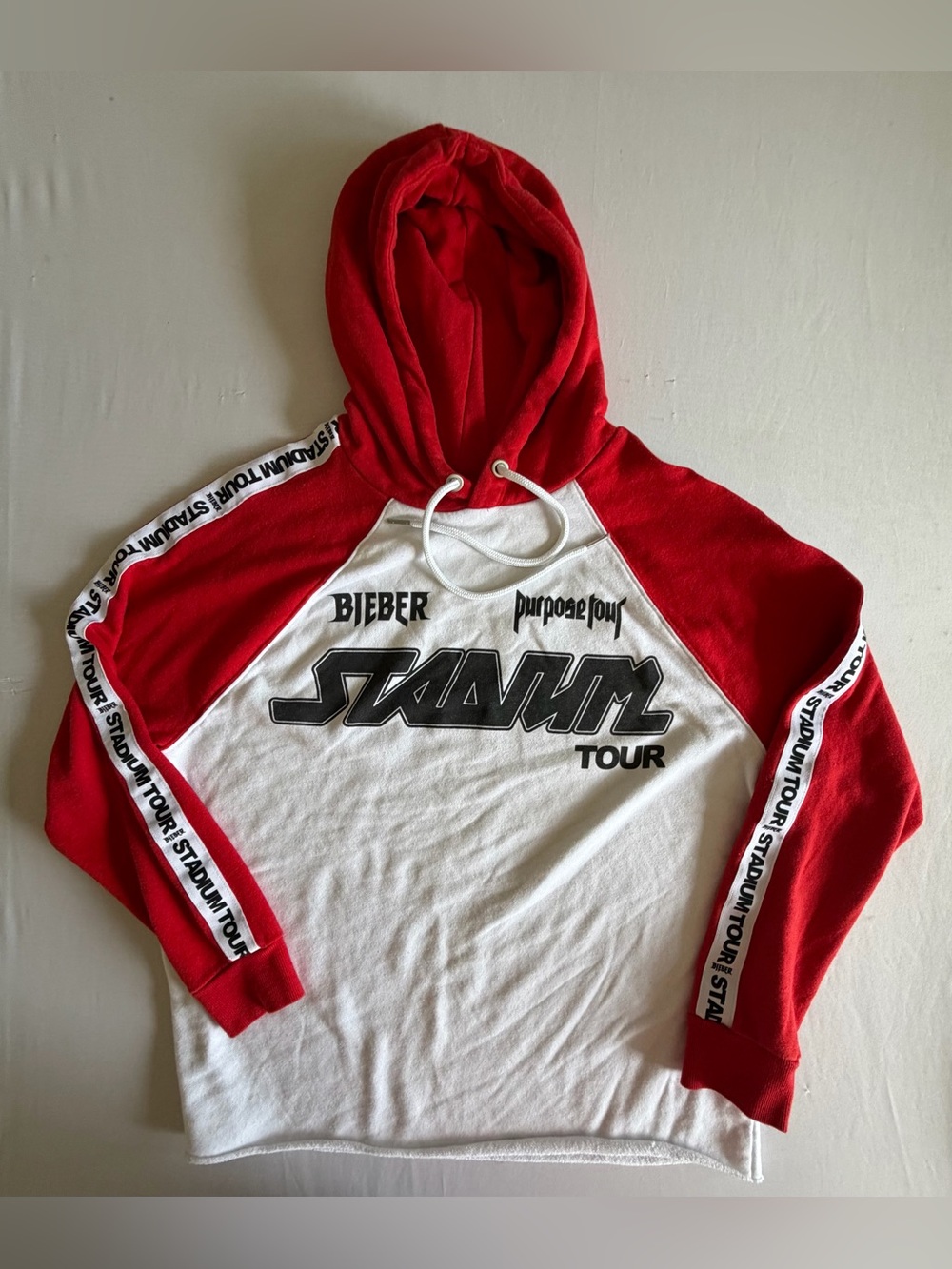 Divided Red & White Raglan Hoodie with Contrast Sleeves